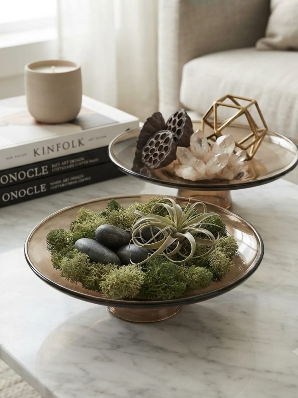 Rosenthal Mid-Century Modern Smoke Glass Dish Set MCM Minimalist Decor